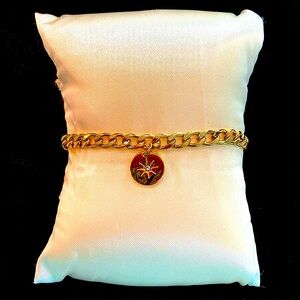 Costume Gold Bracelet with charm with faux diamond inlay
